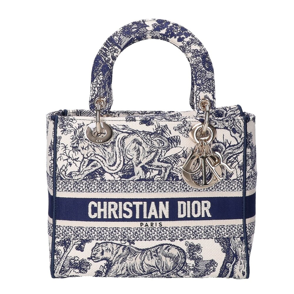 Christian Dior LADY D-LITE Medium Toile de Jouy Embroidery 2-Way Shoulder Bag...